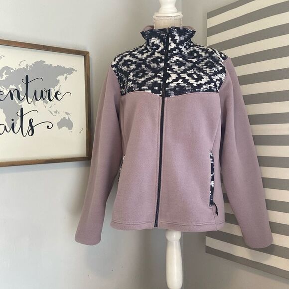 The North Face Jackets & Blazers - The North Face Lavender & Black Geometric Full Zip Fleece Jacket Size Large